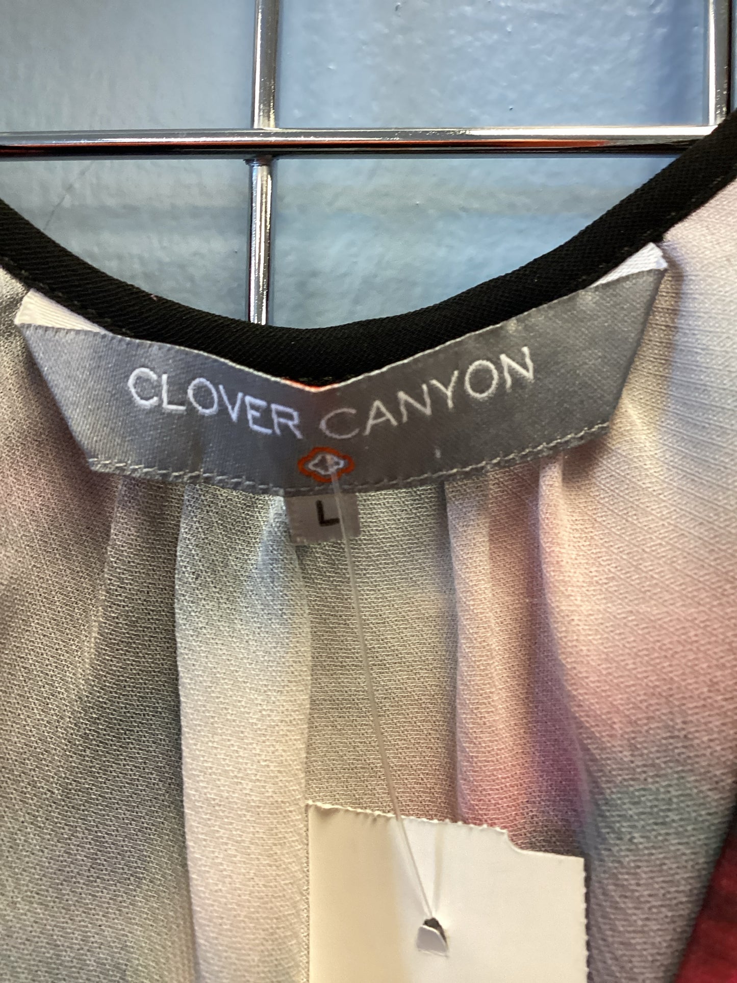 CLOVER CANYON Size L Black Print Blouse
