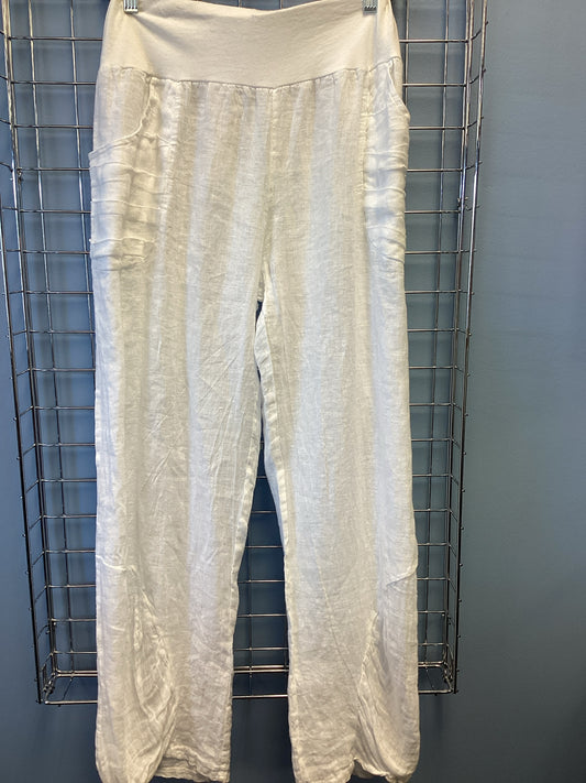 100% Pure Linen from Italy Size One Size White Pants